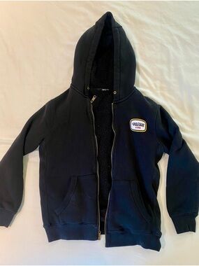 Volcom Black Hooded Sherpa-Lined Zip Jacket